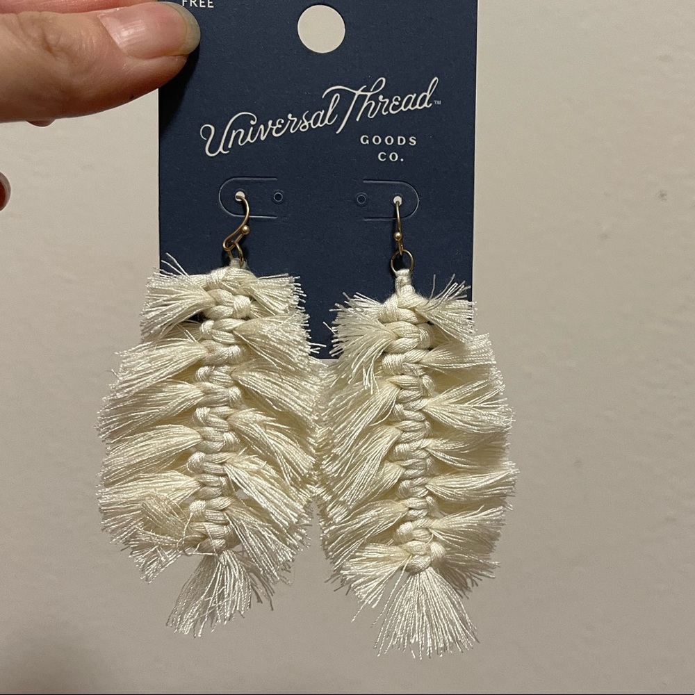 Universal Thread Teardrop Tassel Earrings Cream